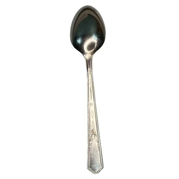 Vintage Wm Rogers & Son Silver Plated Floral Design Teaspoon 6" Antique B75 - Picture 3 of 4